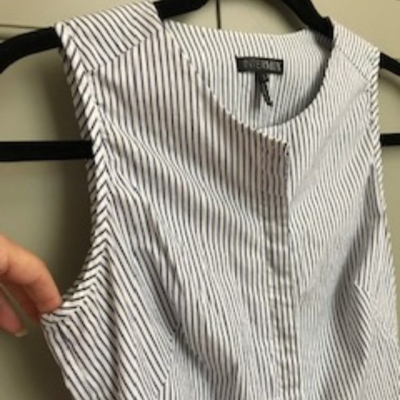 INTERMIX Striped Peplum Buttoned Blouse - Picture 5 of 9